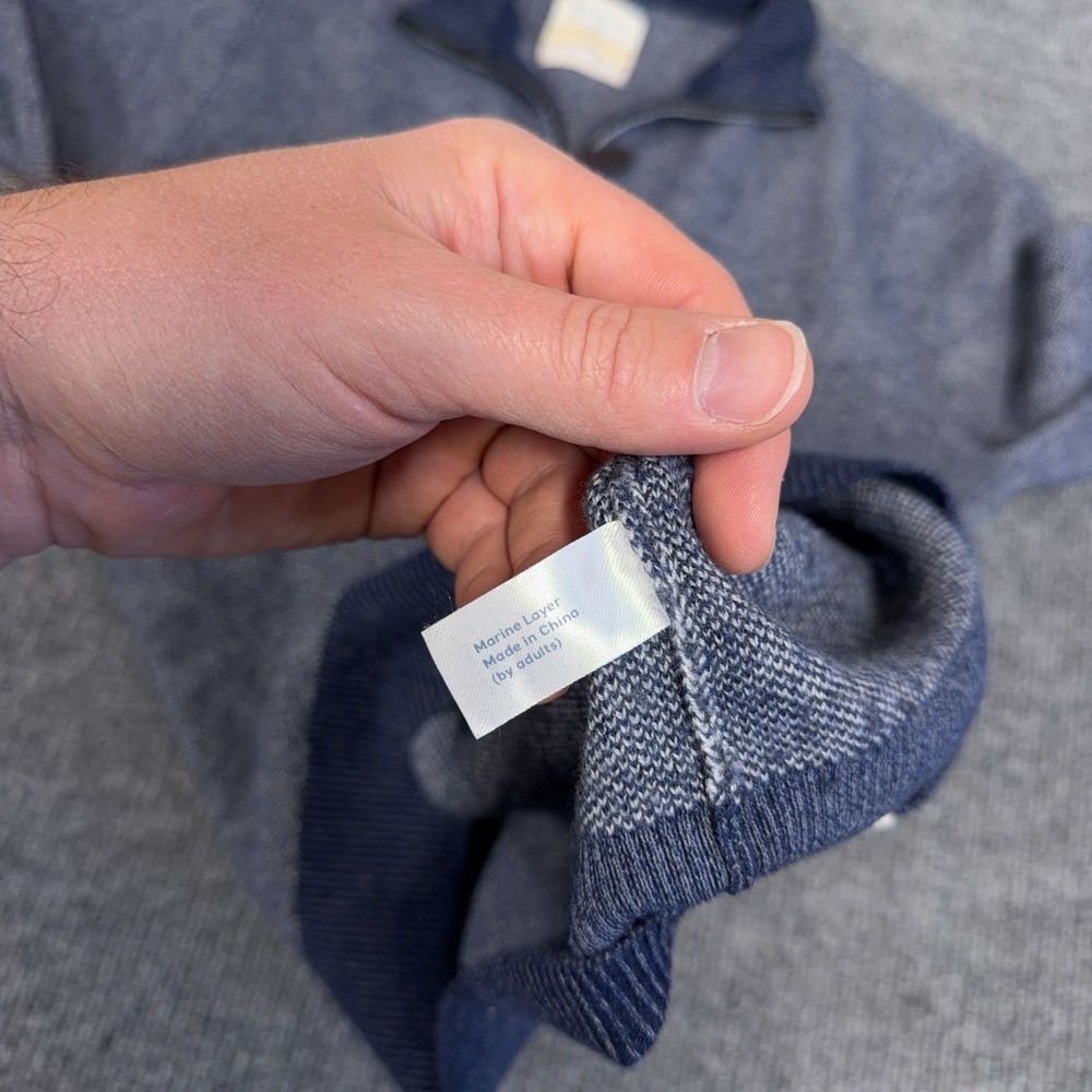 Marine Layer Sweater Mens Small Merino Wool Re-Spun Quarter 1/4 Zip Mock Neck - Picture 7 of 10